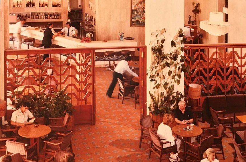 The bar of the hotel back then.