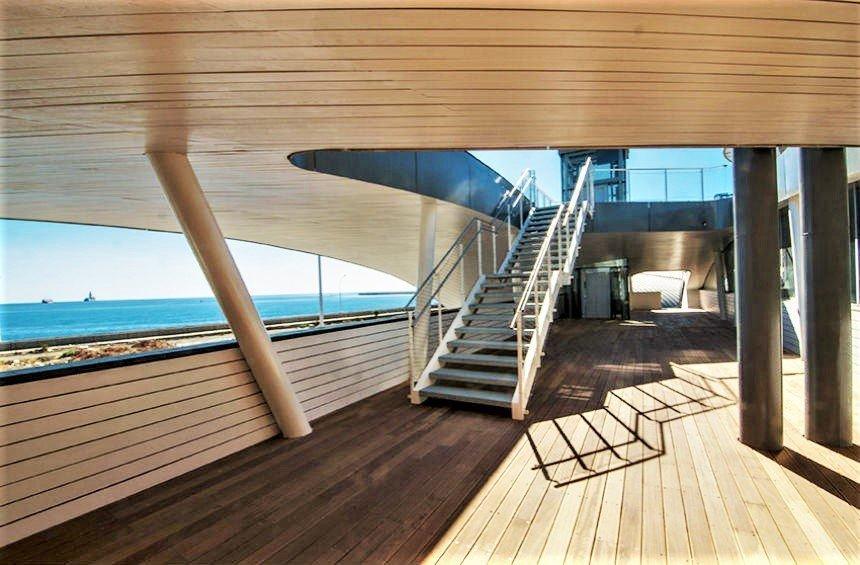 It looks like a ship's deck, but it is on Limassol's land and it will be filled with people!